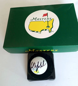 Phil Mickelson Masters logo golf ball signed with proof