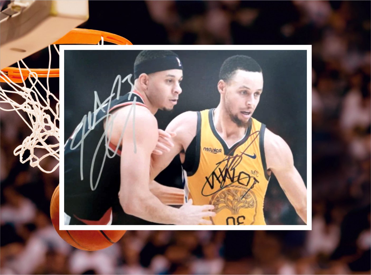 Seth and Stephen Curry 8 x 10 signed photo