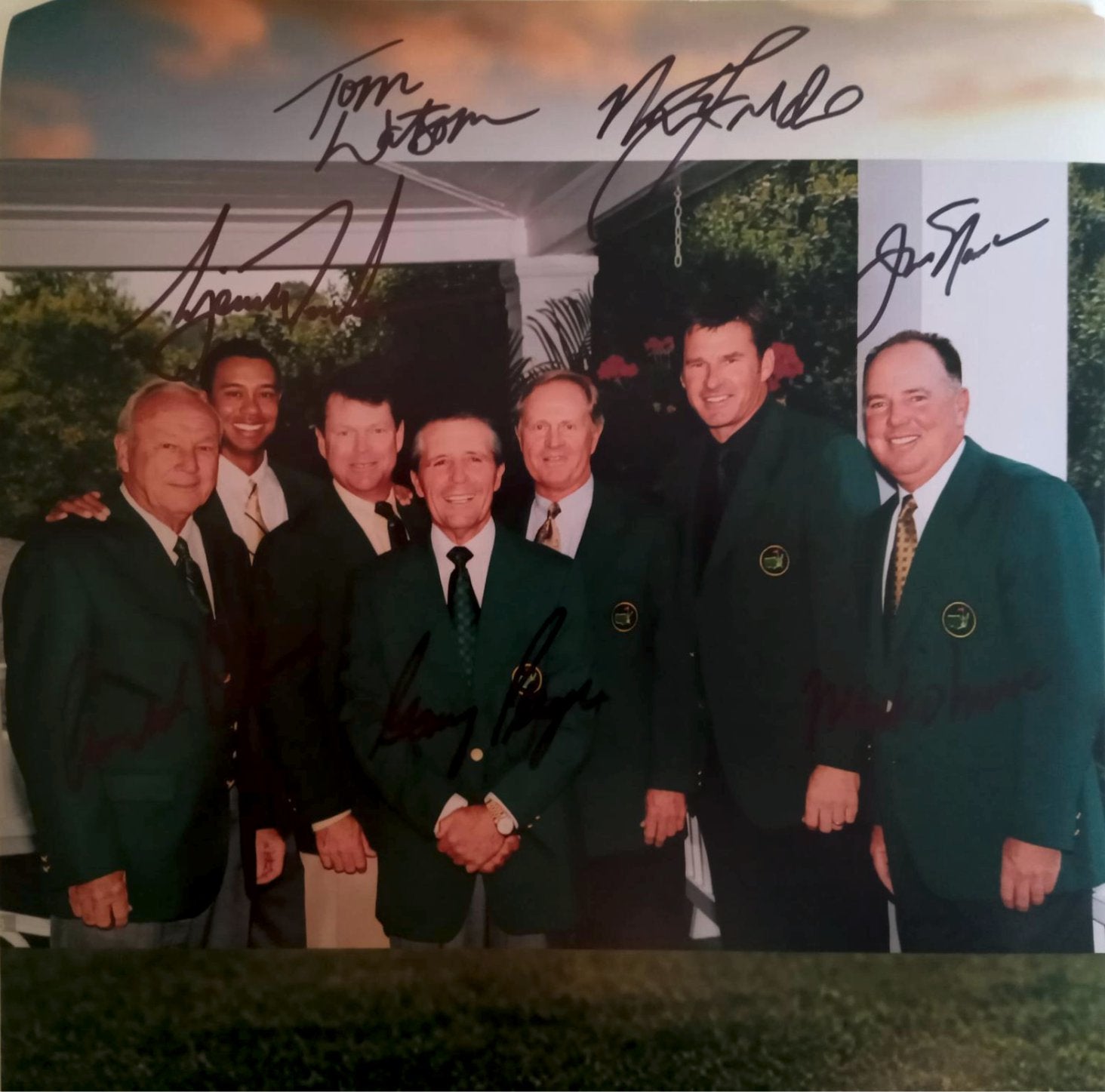 Arnold Palmer Tiger Woods Tom Watson Gary Player Jack Nicklaus 10 x 10 photo signed with proof