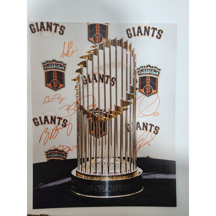 San Francisco Giants 11x14 photo signed Edgar Renteria Tim Lincecum Matt Cain Buster Posey Brian Wilson Bruce Bochy