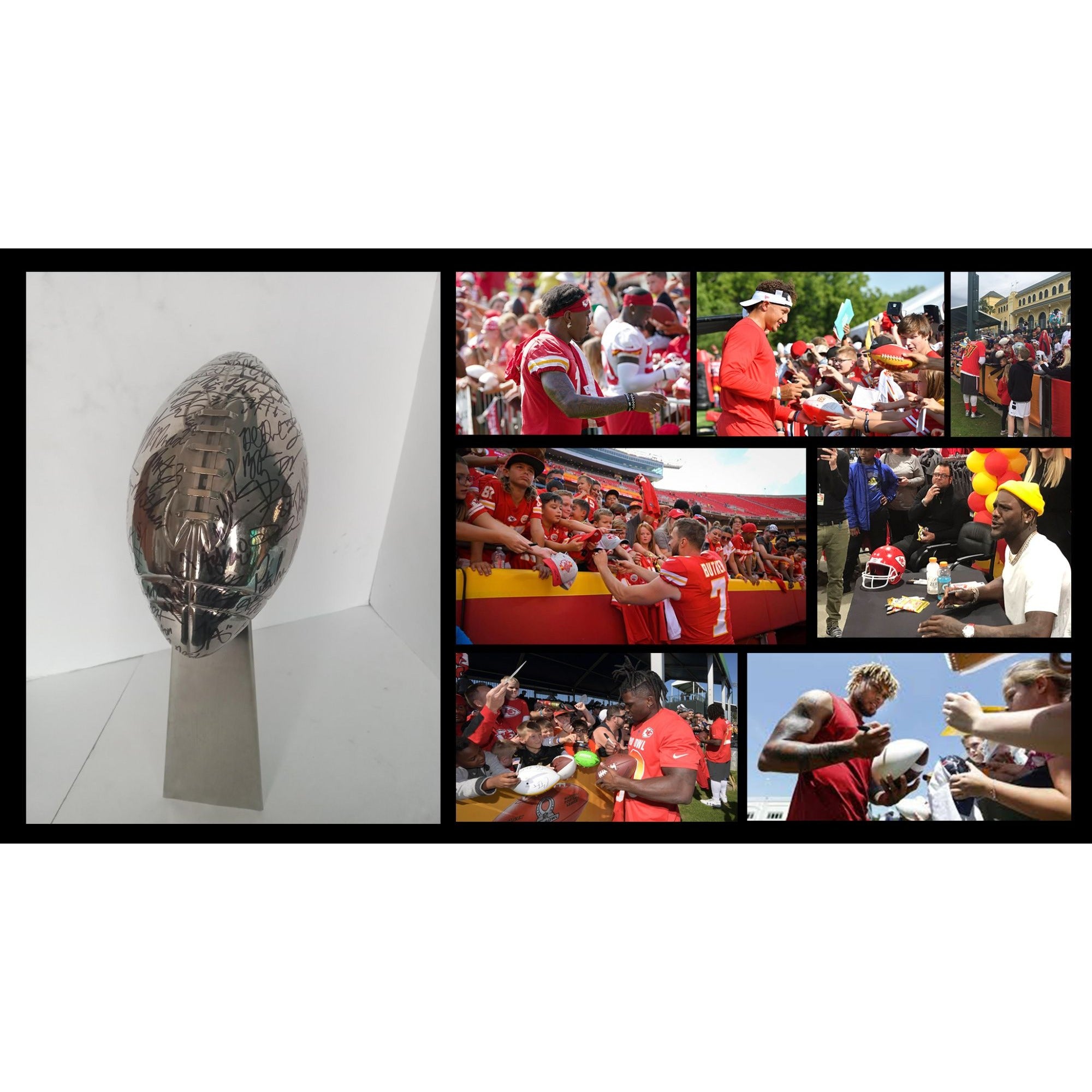 Patrick Mahomes Travis Kelce Andy Reid Kansas City Chiefs 2019 Super Bowl champs team signed Lombardi Trophy