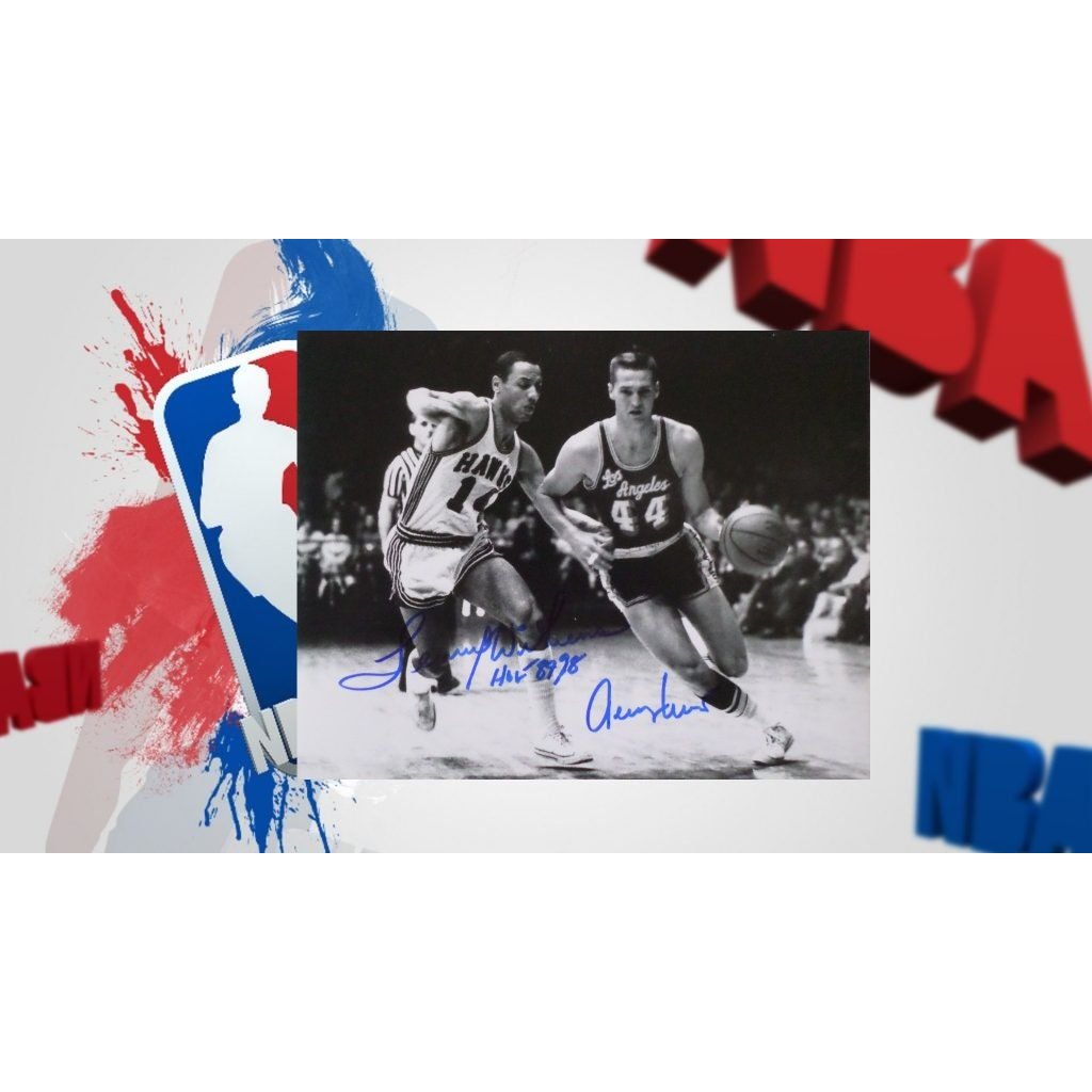 Jerry West and Lenny Wilkens 8 by 10 signed photo