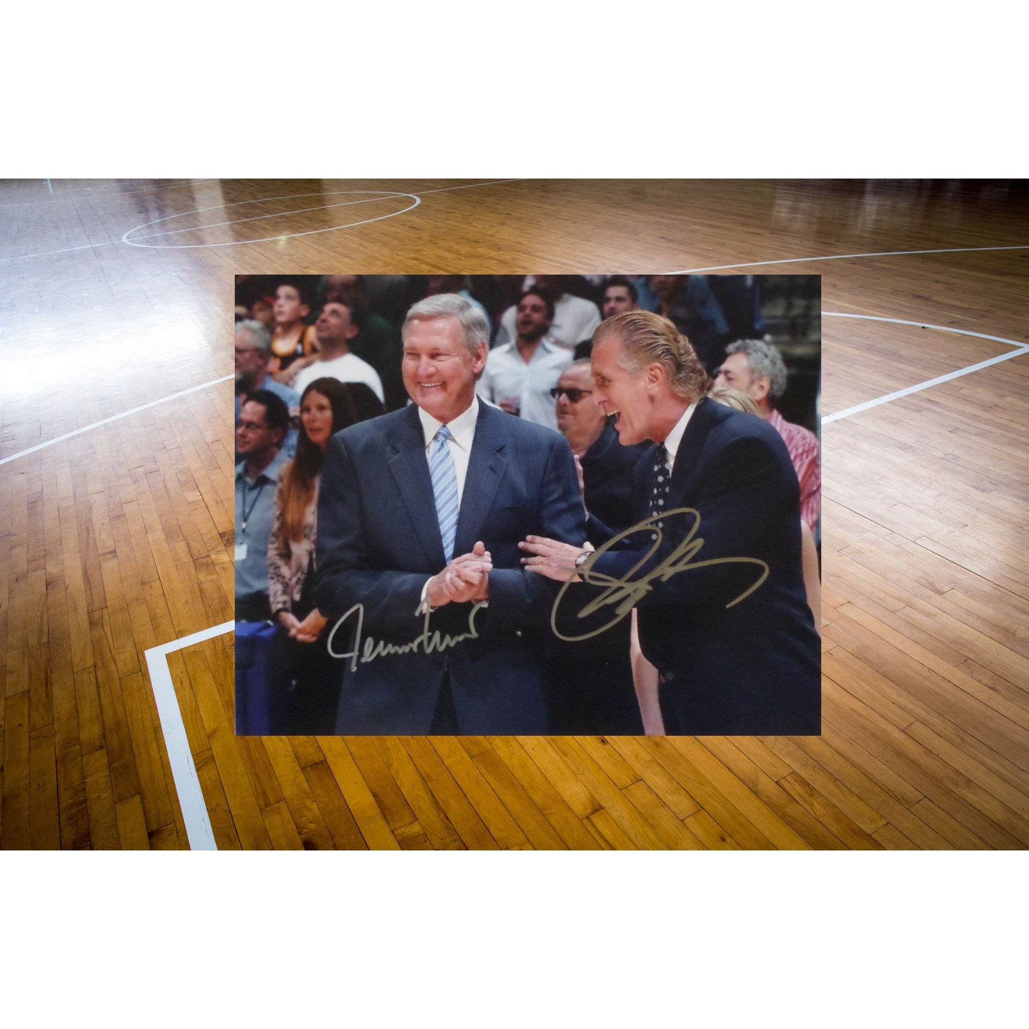 Jerry West and Pat Riley 8 by 10 signed photo