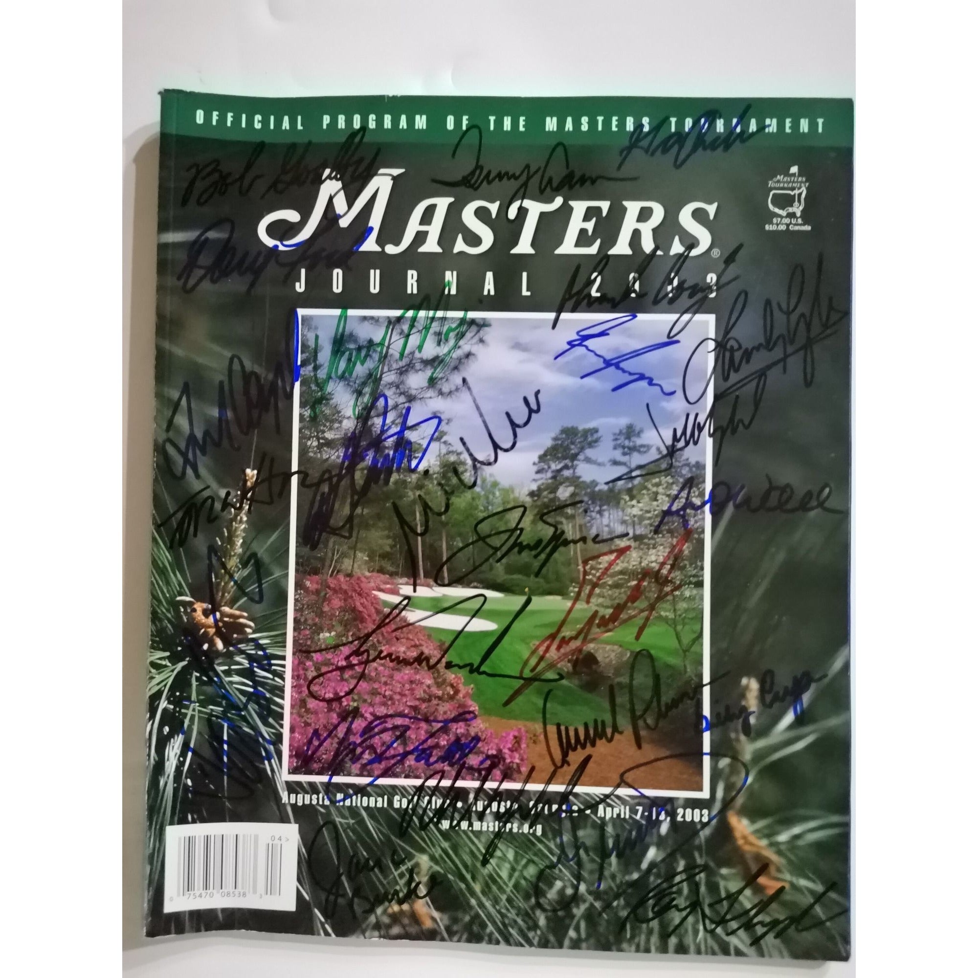 Tiger Woods Arnold Palmer Jack Nicklaus 20 Masters champions signed program with proof