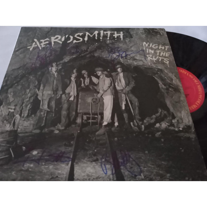 Aerosmith 'Night in the Ruts' LP Steven Tyler, Joe Perry complete band signed LP