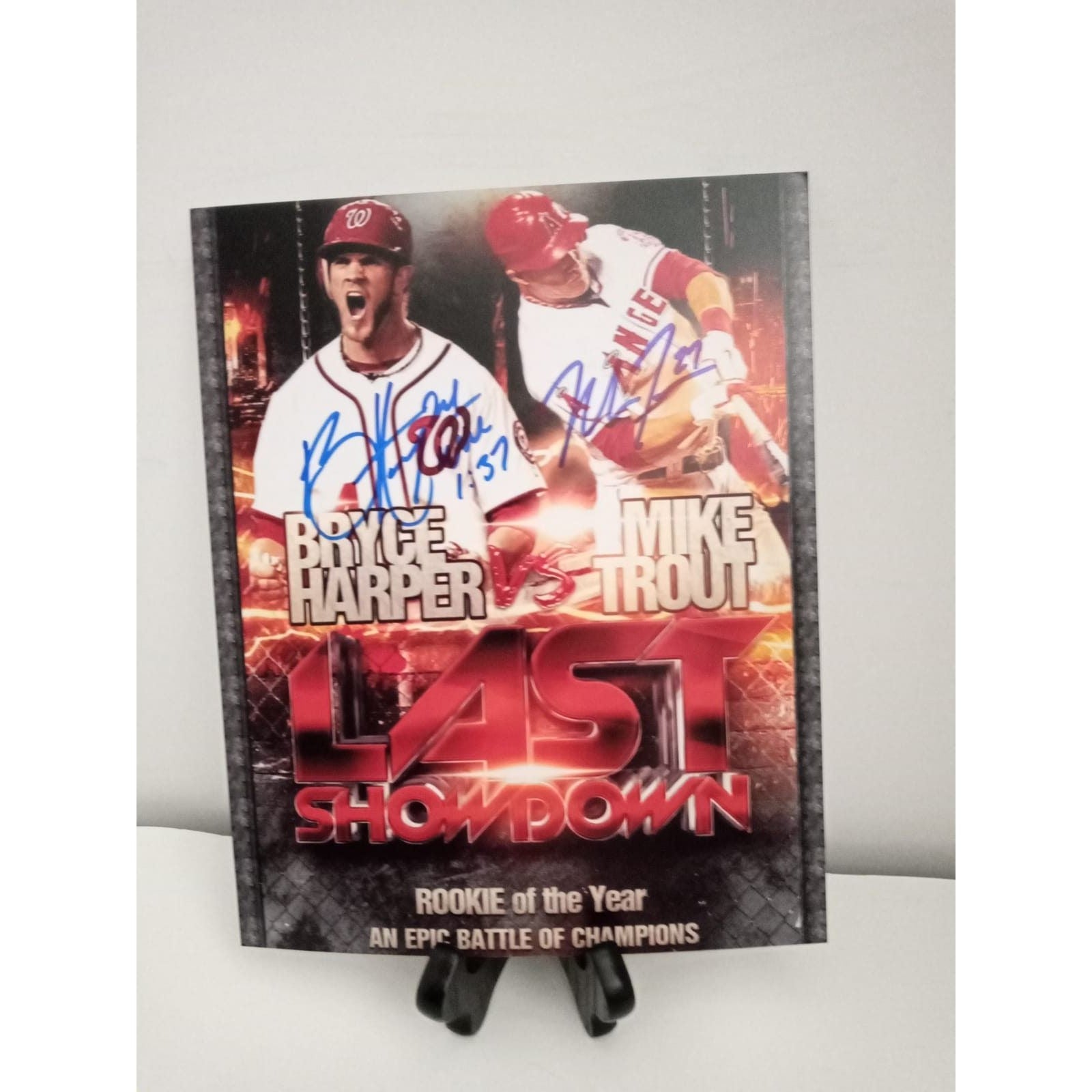 Mike Trout and Bryce Harper 8 by 10 signed photo with proof