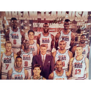 USA Dream Team Michael Jordan Magic Johnson Karl Malone Larry Bird signed with proof