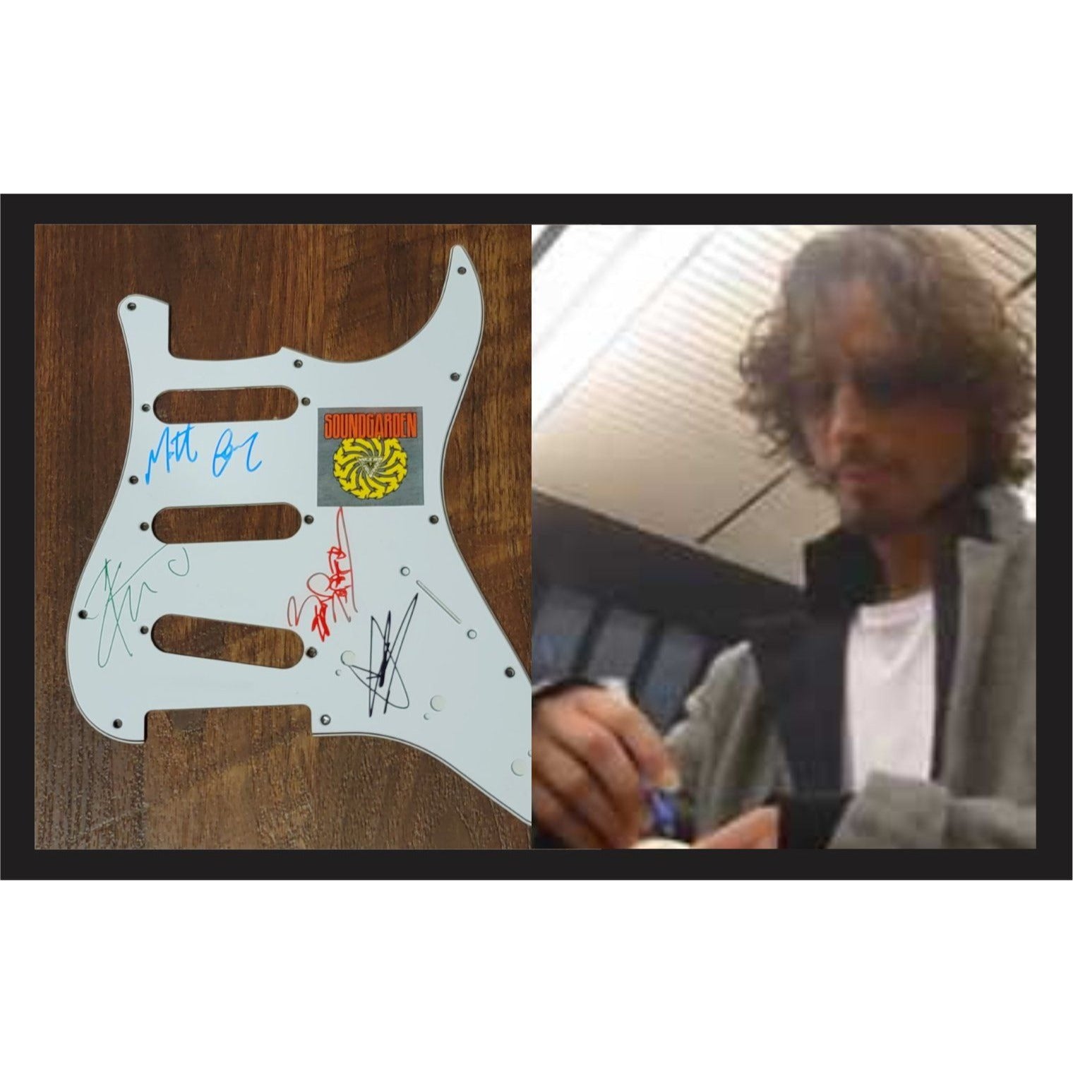 Chris Cornell Soundgarden electric guitar pickguard signed with proof