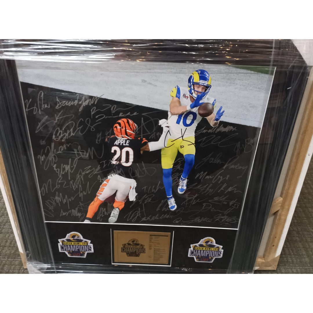 Los Angeles Rams Cooper Kupp Aaron Donald Matthew Stafford 2020 21 Super Bowl champions team signed and framed 16x20 photo