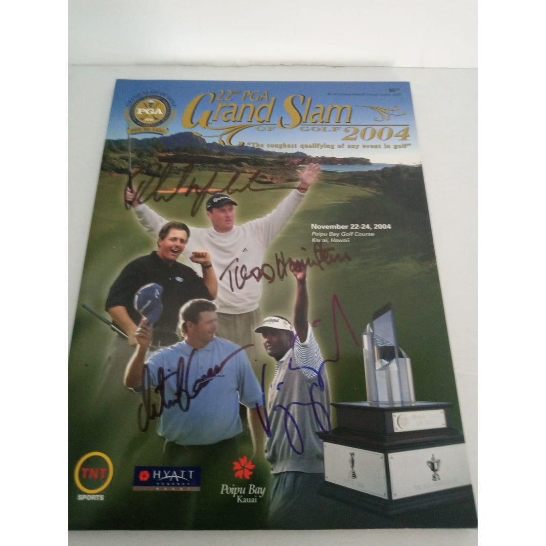 Phil Mickelson Vijay Singh retief Goosen Todd Hamilton sign program with proof - Awesome Artifacts 