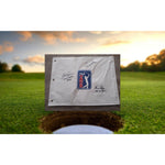 Load image into Gallery viewer, Gary Player, Jack Nicklaus, Arnold Palmer, PGA golf flag signed with proof
