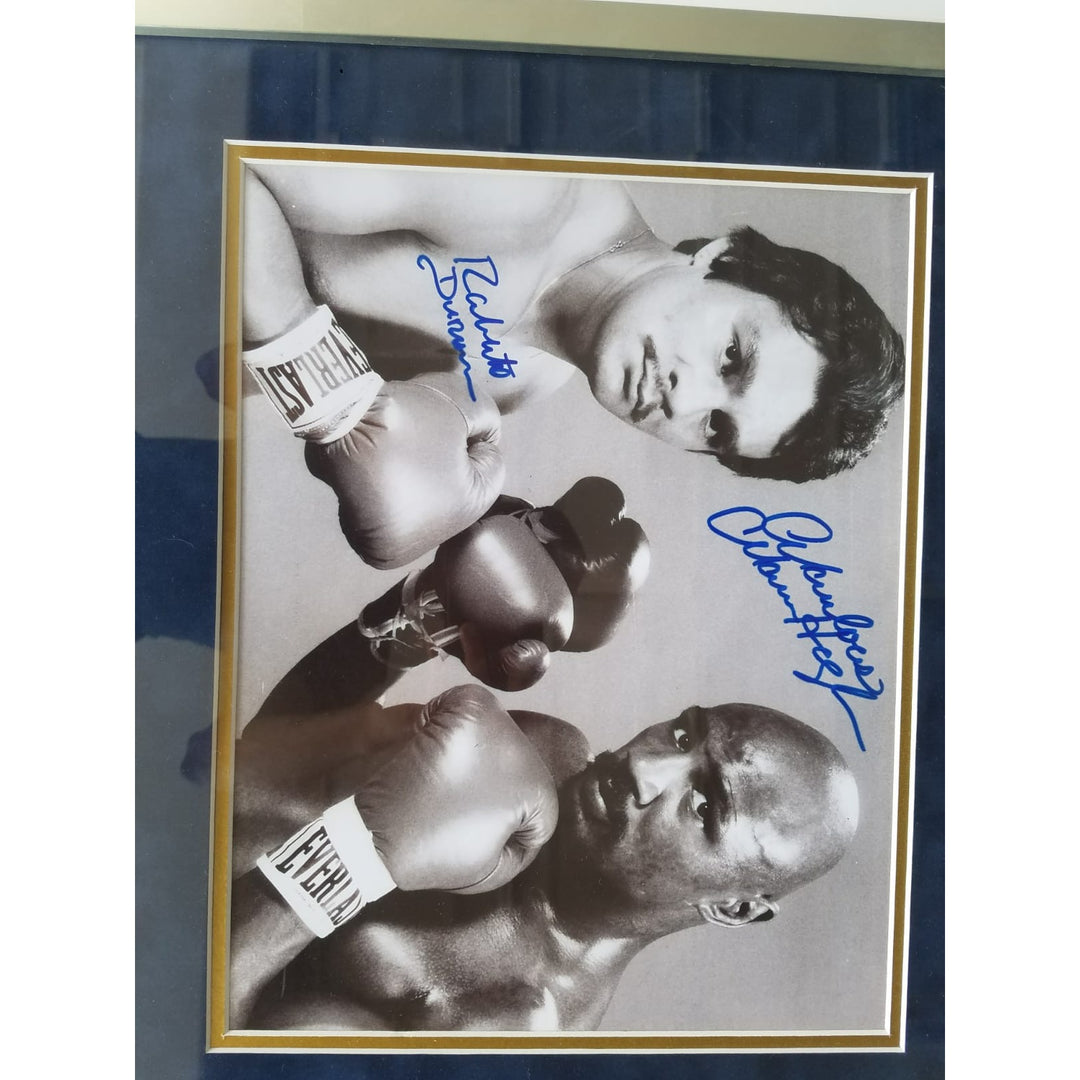 Marvin Hagler Roberto Duran 11x14 photo signed and framed with proof 24x20