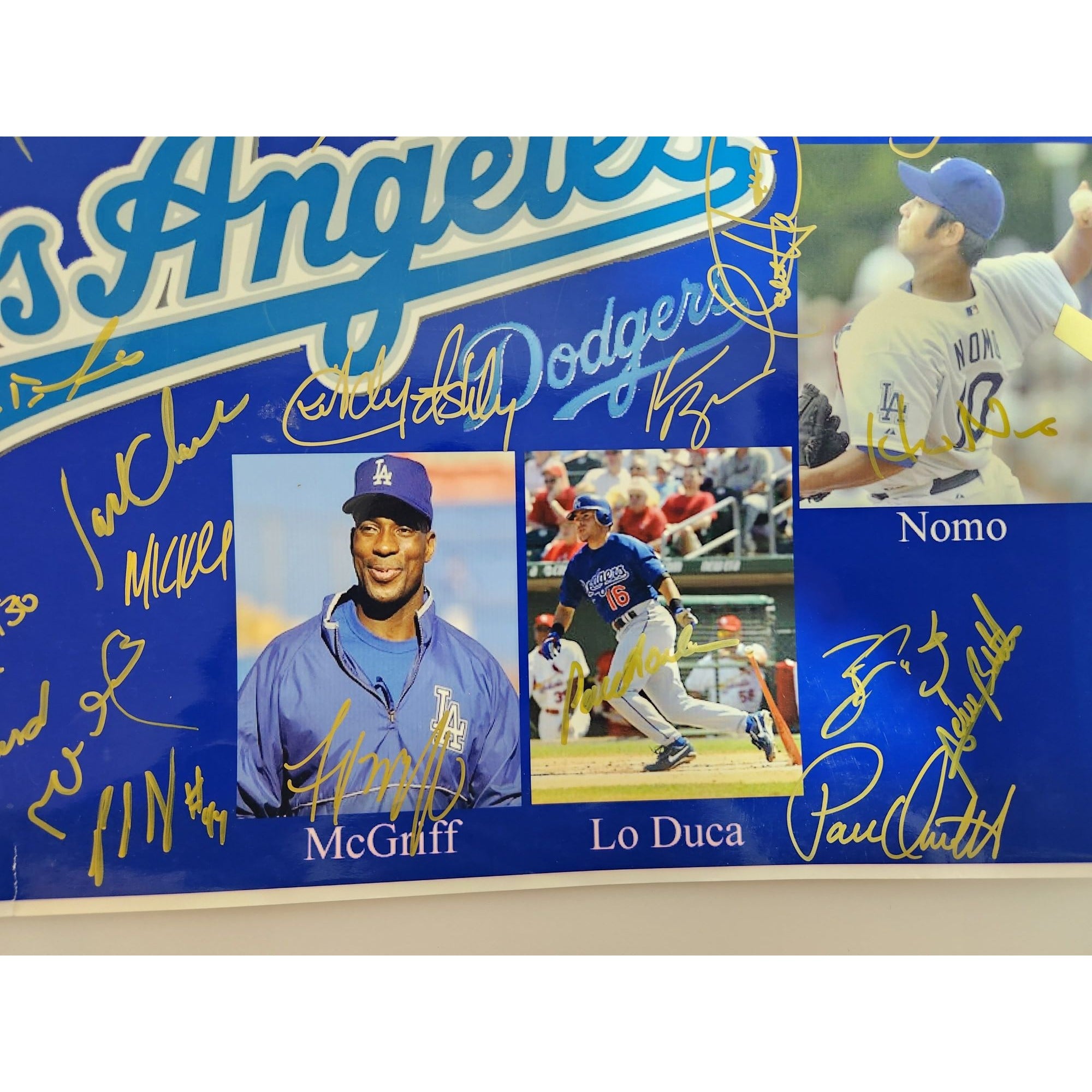 Los Angeles Dodgers Fred McGriff Adrian Beltre Hideo Nomo Eric Gagne 2003 team signed 13x19 photo