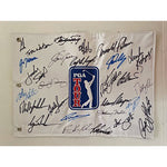 Load image into Gallery viewer, PGA Tour flag Tiger Woods, Rory McIlroy, Jack Nicklaus, Arnold Palmer, Brooks Koepka signed with proof
