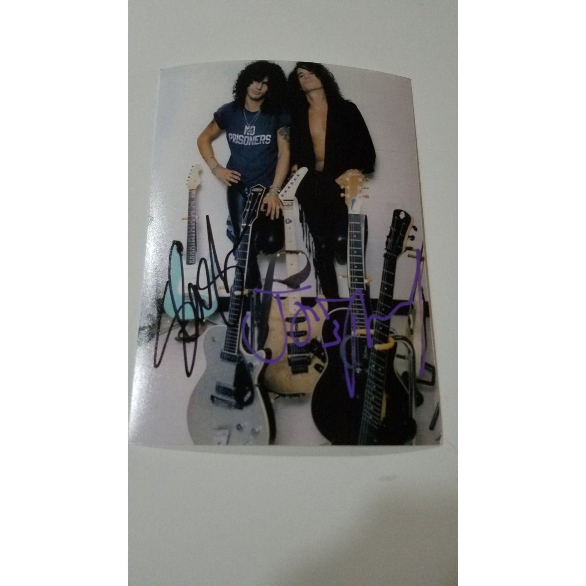 Slash of Guns and Roses and Joe Perry 5 x 7 photo by 7 photo signed