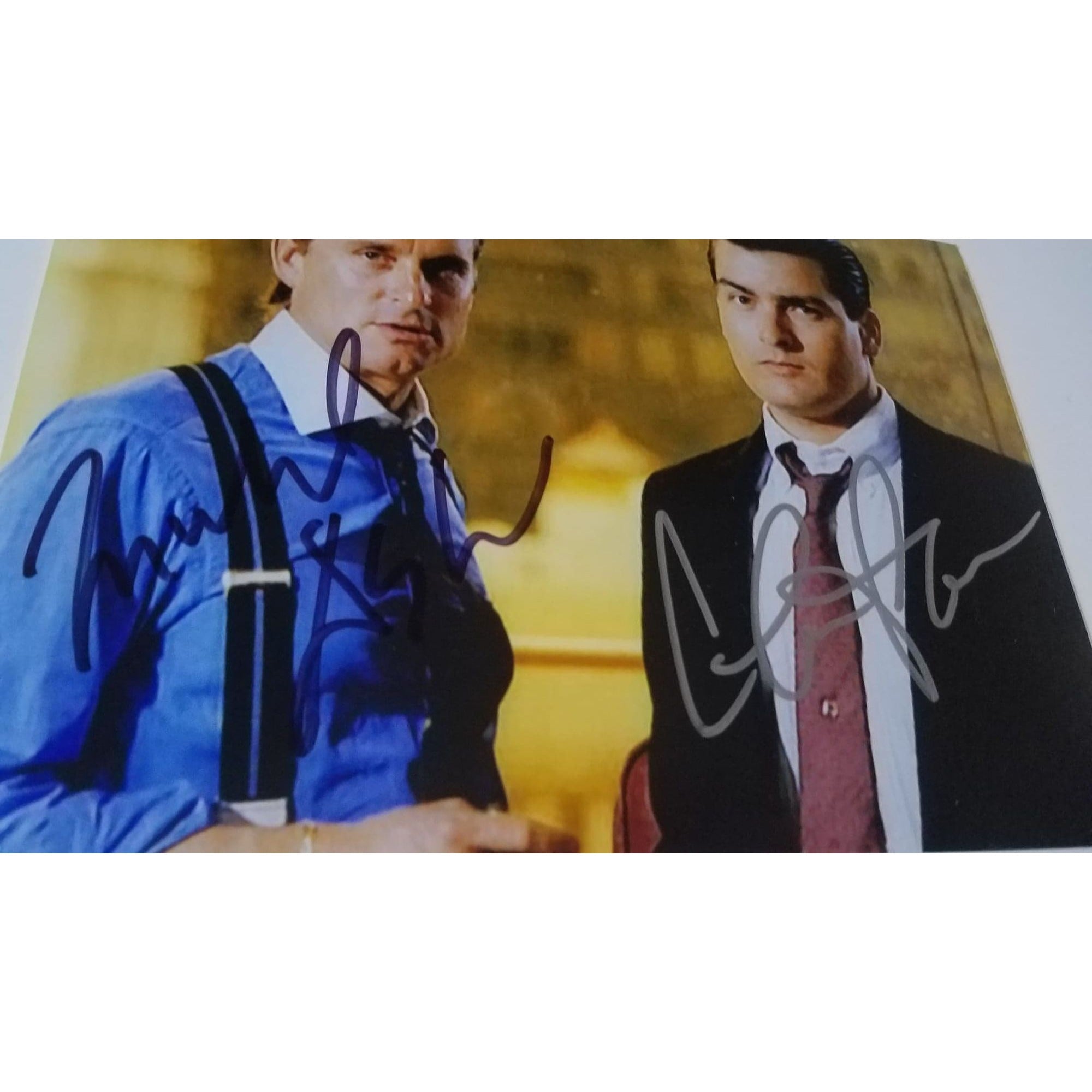 Wall Street Michael Douglas and Charlie Sheen 5 x 7 signed photo