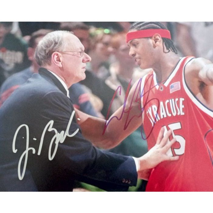 Syracuse Orangemen Jim Boeheim Carmelo Anthony 8 by 10 signed photo with proof - Awesome Artifacts 