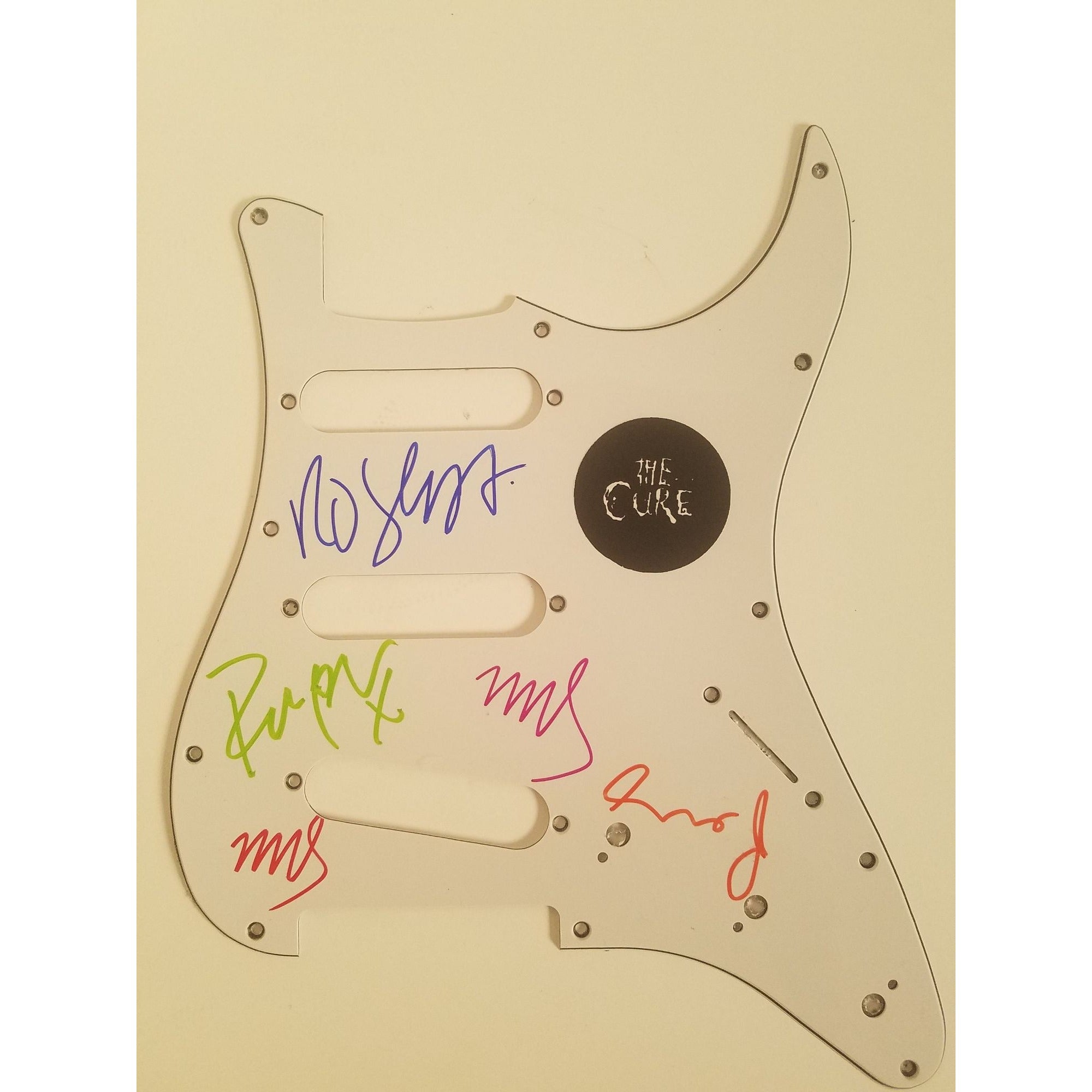 Robert Smith and the Cure signed guitar pickguard with proo