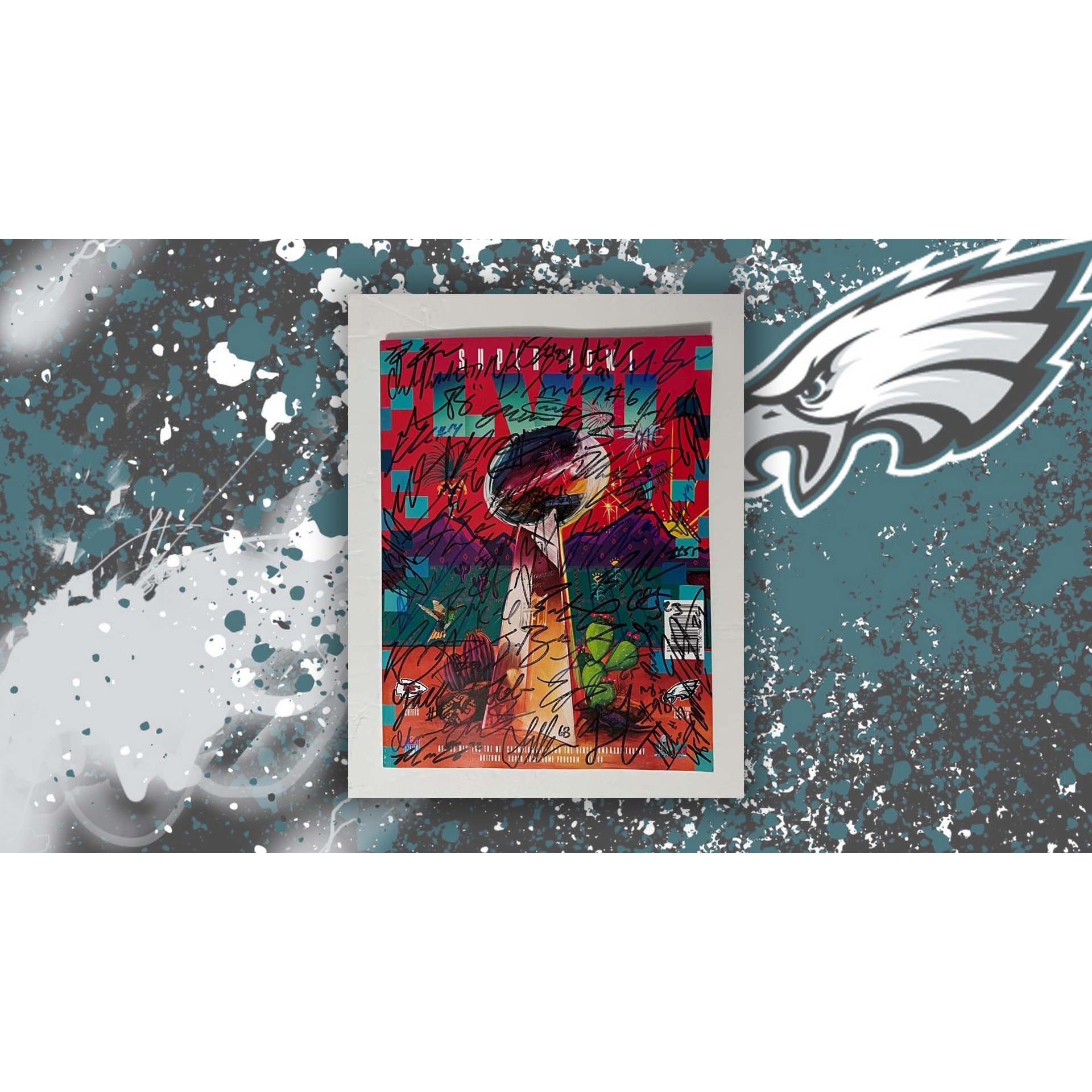 Awesome Artifacts Philadelphia Eagles 2022-23 Jalen Hurts, A.J. Brown, DeVonta Smith Team Signed Official Jalen Hurts Jersey with Proof by Awesome Artifact