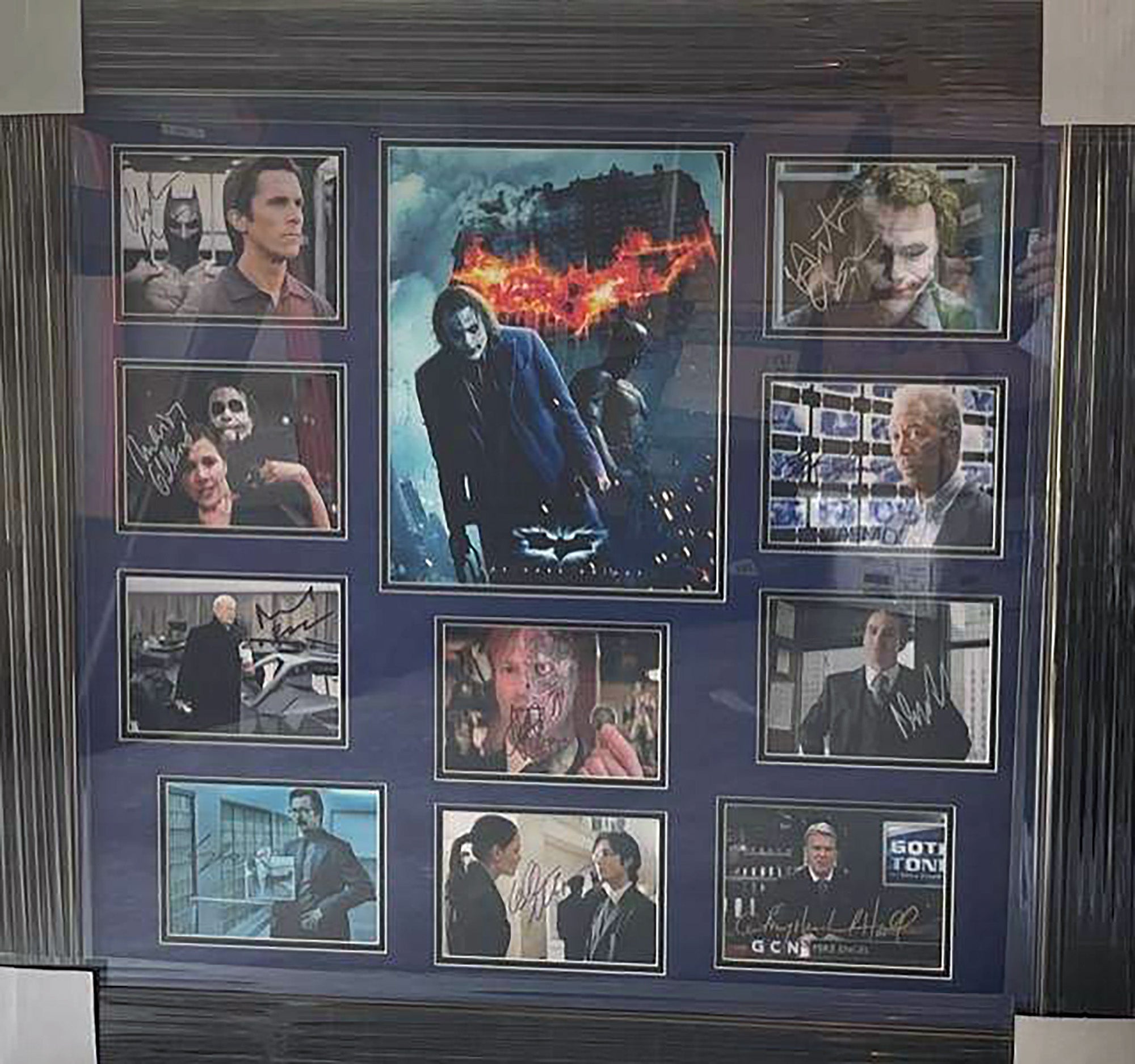 The Dark Knight Heath Ledger cast signed framed photo collection