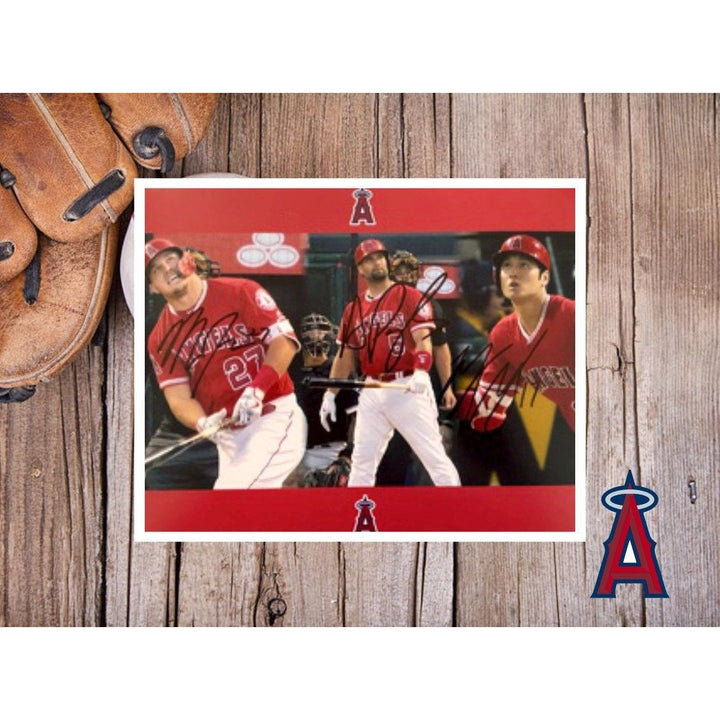 Shohei Ohtani Mike Trout Albert Pujols 8x10 signed with proof - Awesome Artifacts 