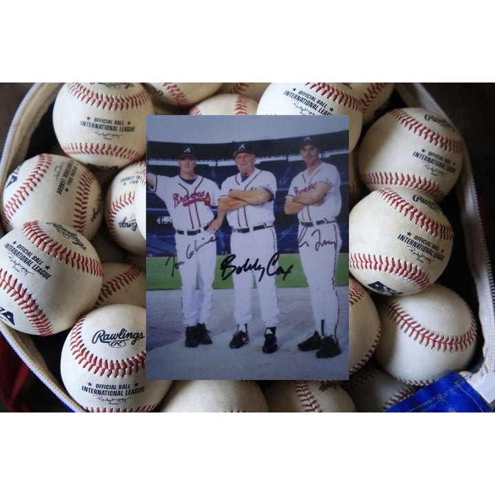 Tom glavine Bobby Cox and Greg Maddux 8 by 10 signed photo - Awesome Artifacts 