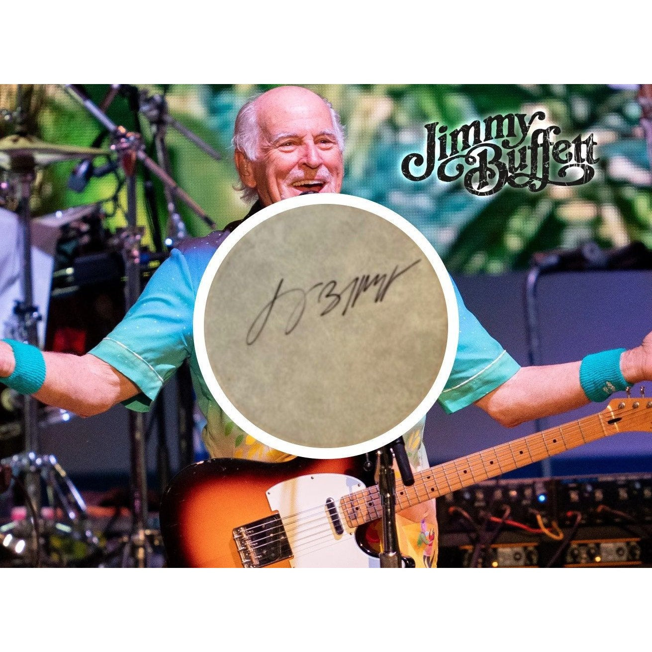 Jimmy Buffett 10 inch tambourine signed with proof