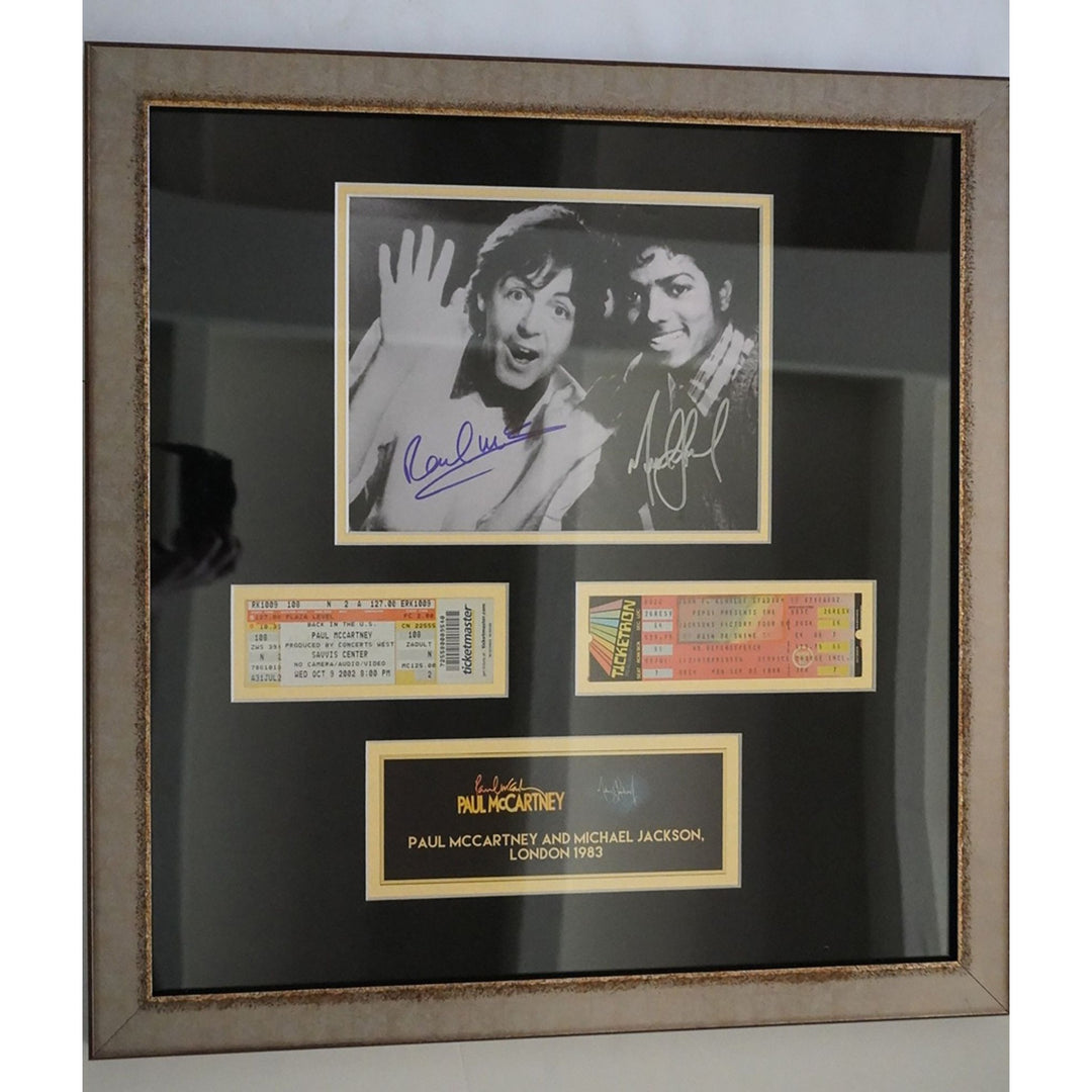 Michael Jackson and Paul McCartney 8 x 10 photo signed and framed with proof - Awesome Artifacts 