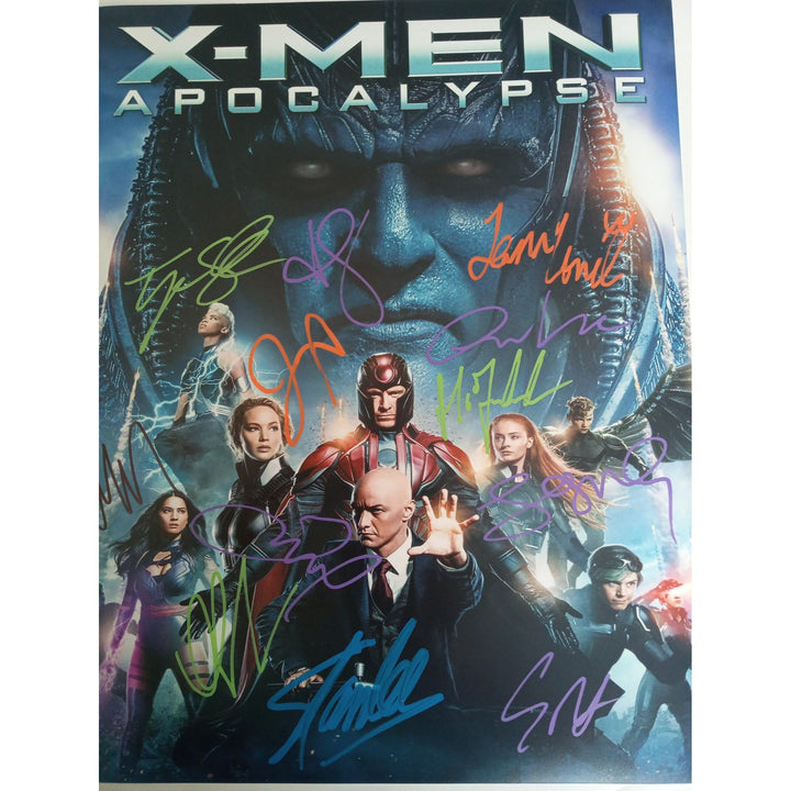 X-Men Apocalypse Stan Lee, James McAvoy, Michael Fassbender, Jennifer Lawrence, Oscar Isaac 11x14 with proof - Awesome Artifacts 