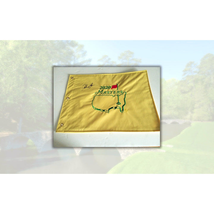 Dustin Johnson Masters champion 2020 signed golf flag with proof