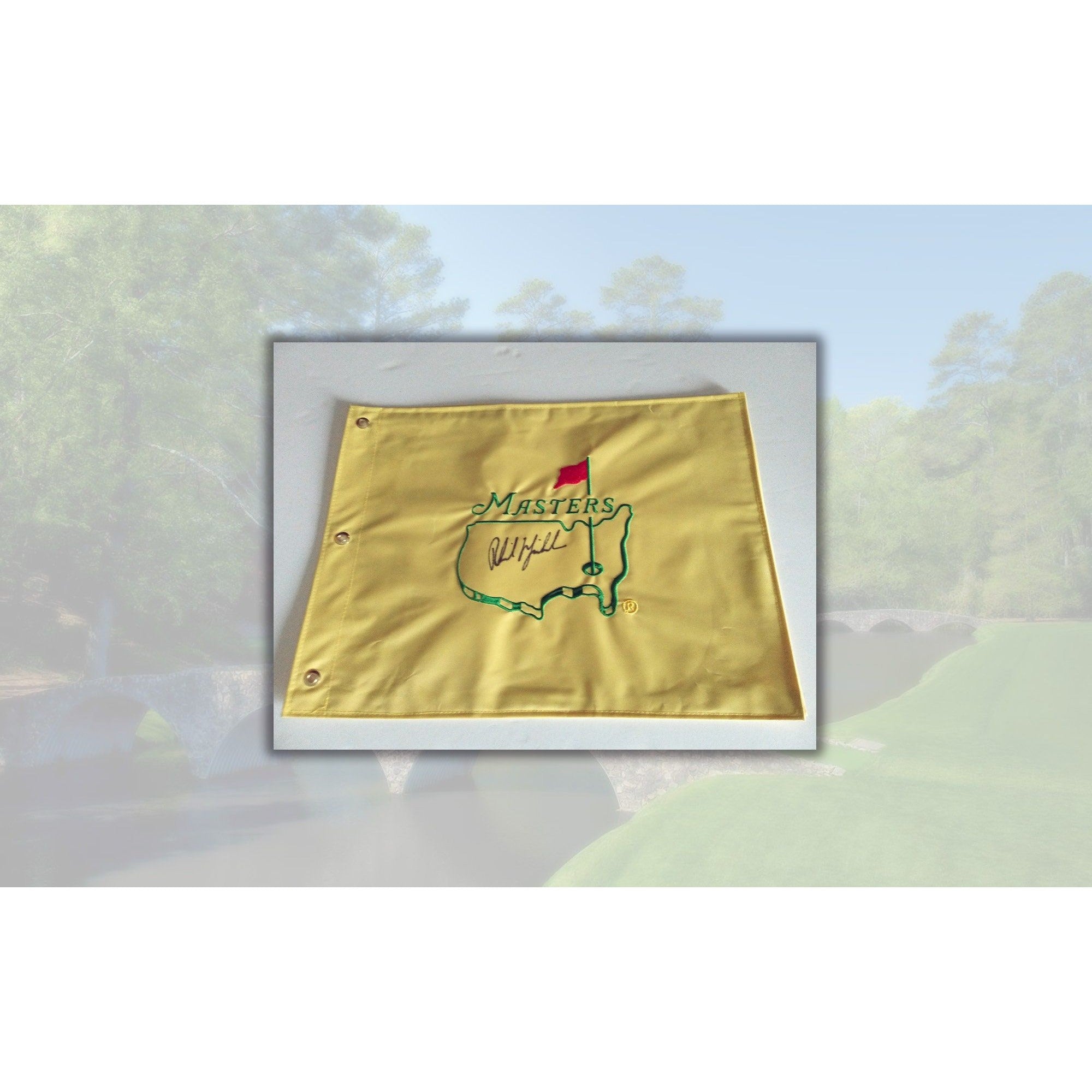 Phil Mickelson Masters Golf pin flag signed with proof