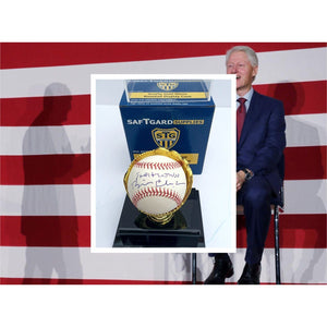 President Bill Clinton MLB baseball Rawlings signed with proof with free case