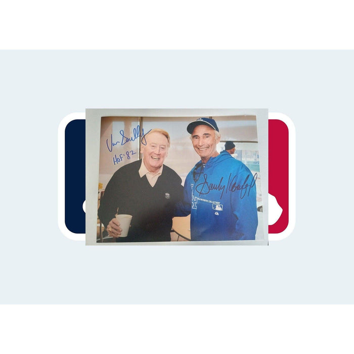 Los Angeles Dodgers Sandy Koufax and Vin Scully 8 by 10 signed photo with proof