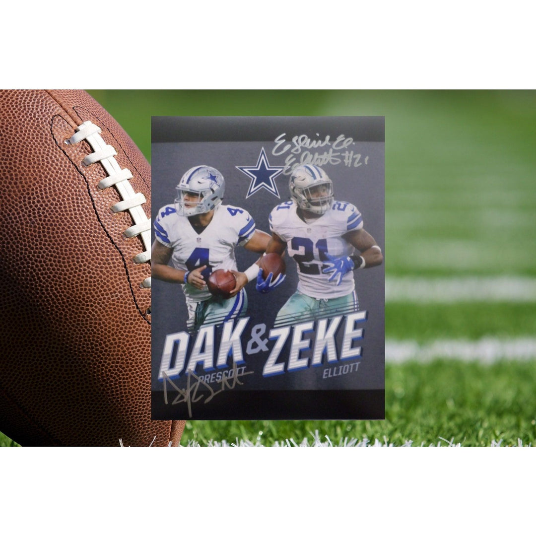 Ezekiel Elliott and Dak Prescott 8 by 10 signed photo