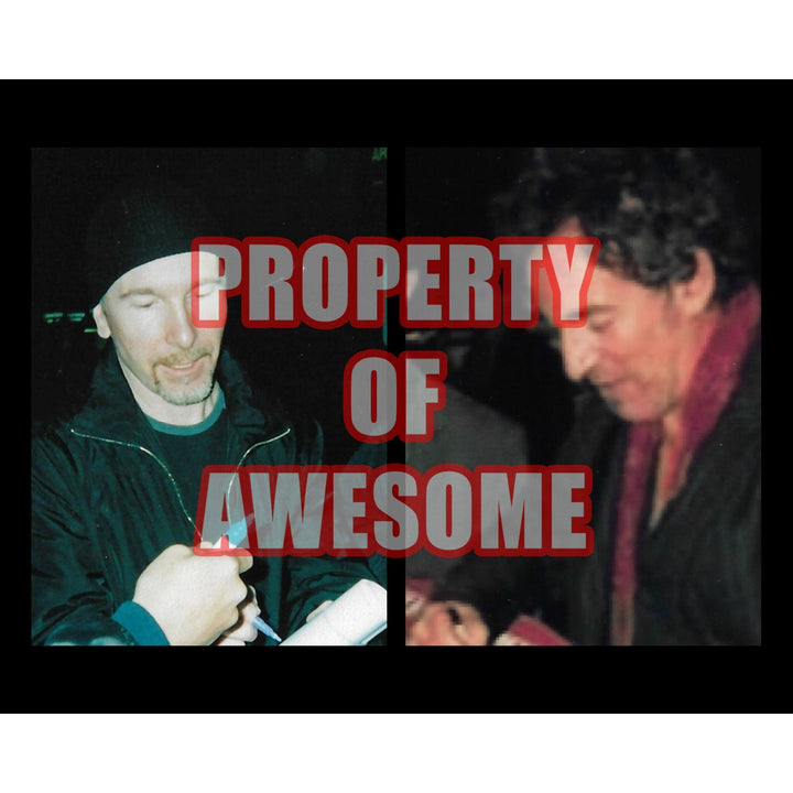 The Edge David Howell Evans and Bruce Springsteen 8 by 10 signed photo with proof - Awesome Artifacts 