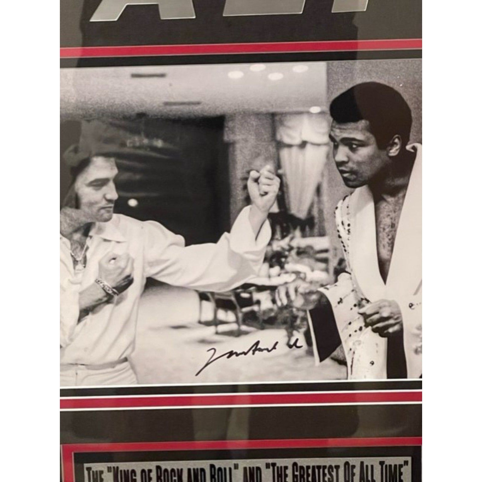 Muhammad Ali and Elvis Presley 37 by 19 Museum quality signed and framed with proof