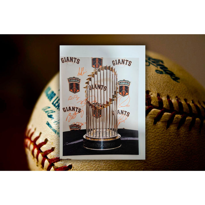 San Francisco Giants 11x14 photo signed Edgar Renteria Tim Lincecum Matt Cain Buster Posey Brian Wilson Bruce Bochy