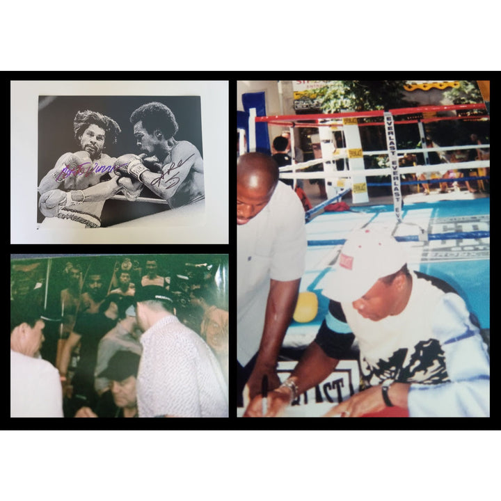 Sugar Ray Leonard and Roberto Duran 8 x 10 photo signed with proof - Awesome Artifacts 