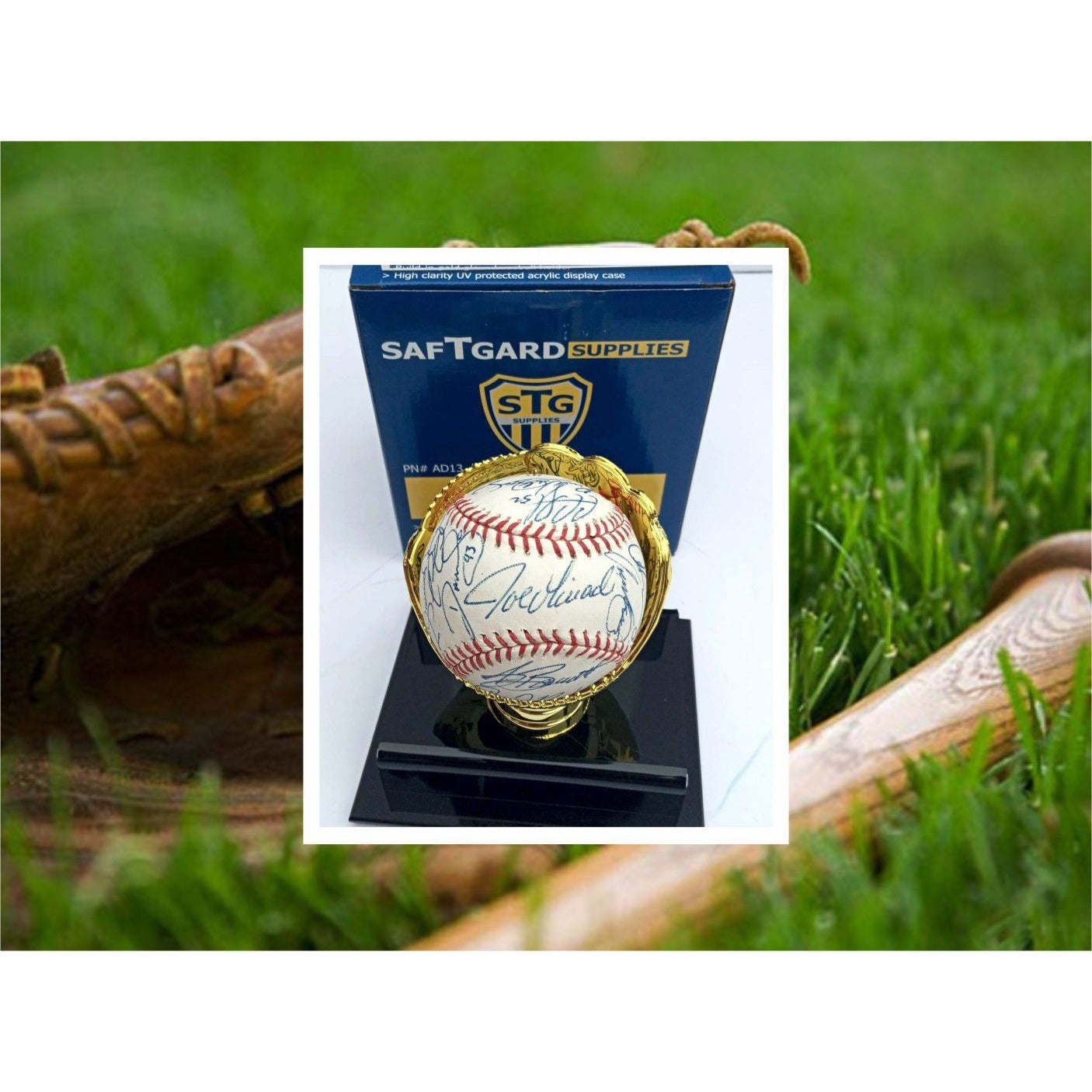 Derek Jeter Mariano Rivera New York Yankees 2009 World Series champs team sign Rawlings MLB baseball signed with proof with free case