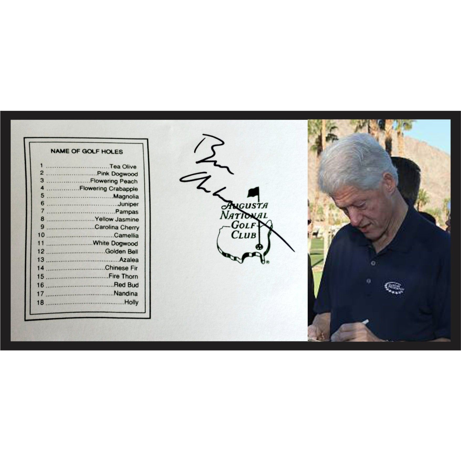 President Bill Clinton Masters Golf scorecard signed with proof