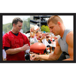 Load image into Gallery viewer, Tom Brady Rob Gronkowski Tampa Bay Buccaneers full size logo football signed with through with free case

