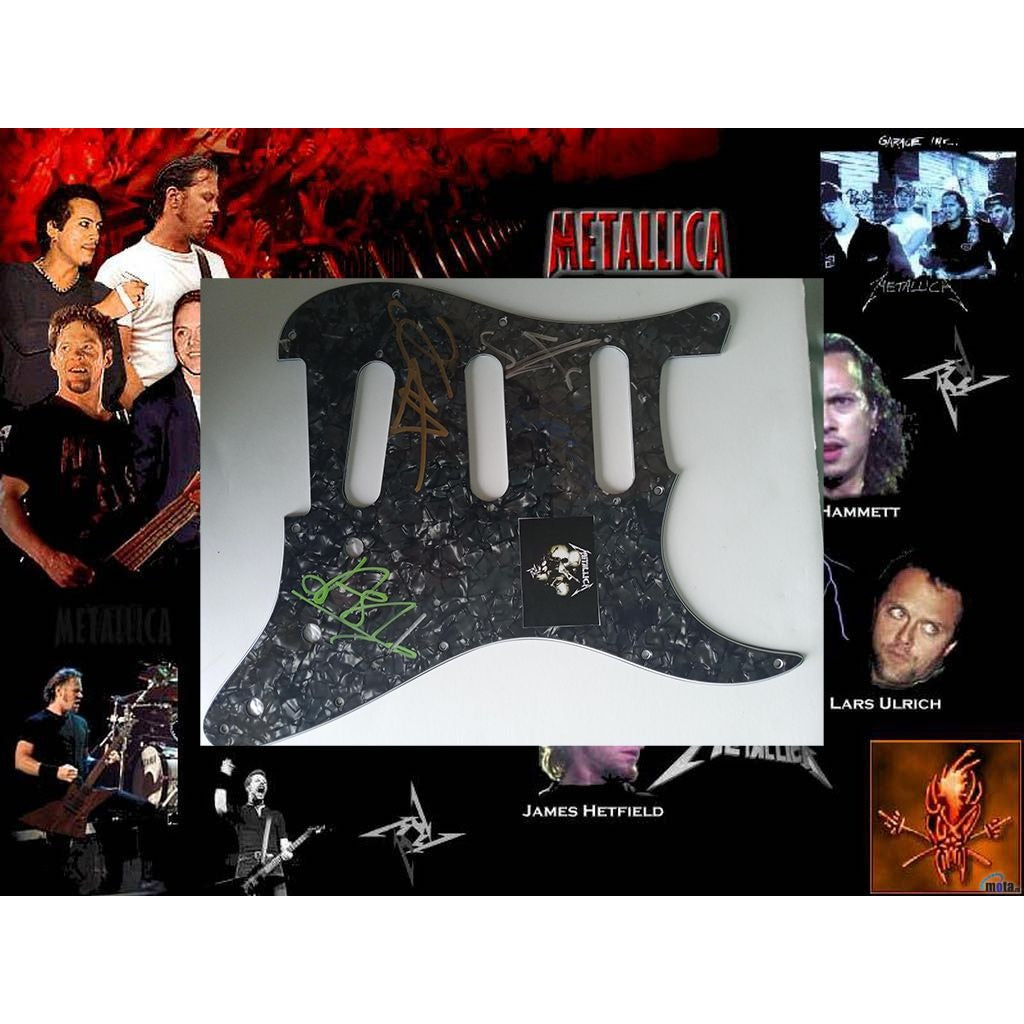 James Hetfield Jason Newsted Kirk Hammett Lars Ulrich Metallica electric pickguard signed with proof