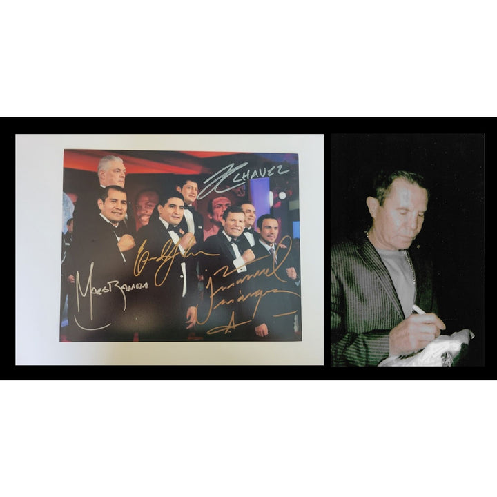 Juan Manuel Marquez Marco Antonio Barrera Erik Morales Julio Cesar Chavez 8 x 10 photo signed with proof