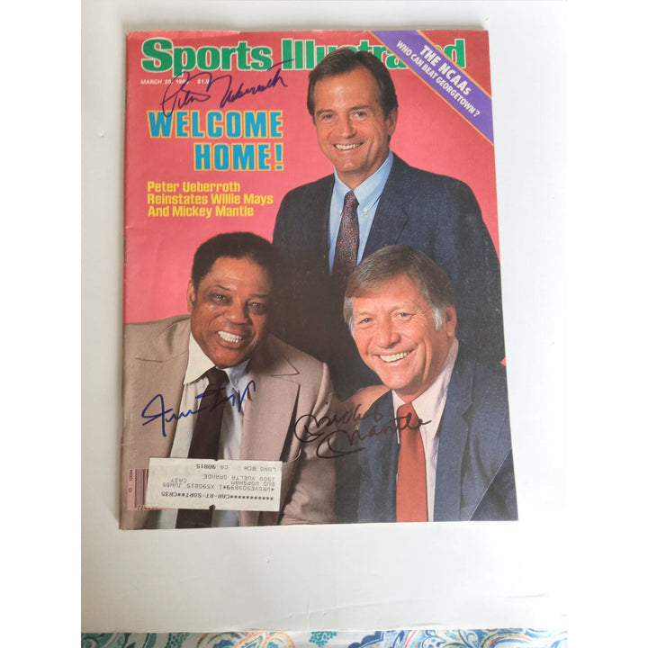 Mickey Mantle Peter Ueberroth Willie Mays full sports Illustrateded 1985 signed - Awesome Artifacts 