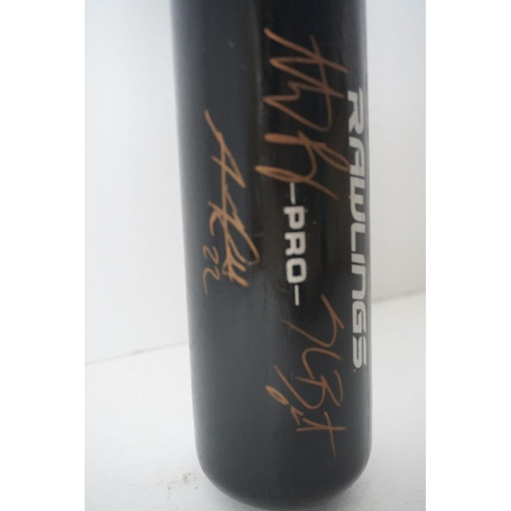 Chicago Cubs Anthony Rizzo, Addison Russell, Kris Bryant big stick bat signed proof