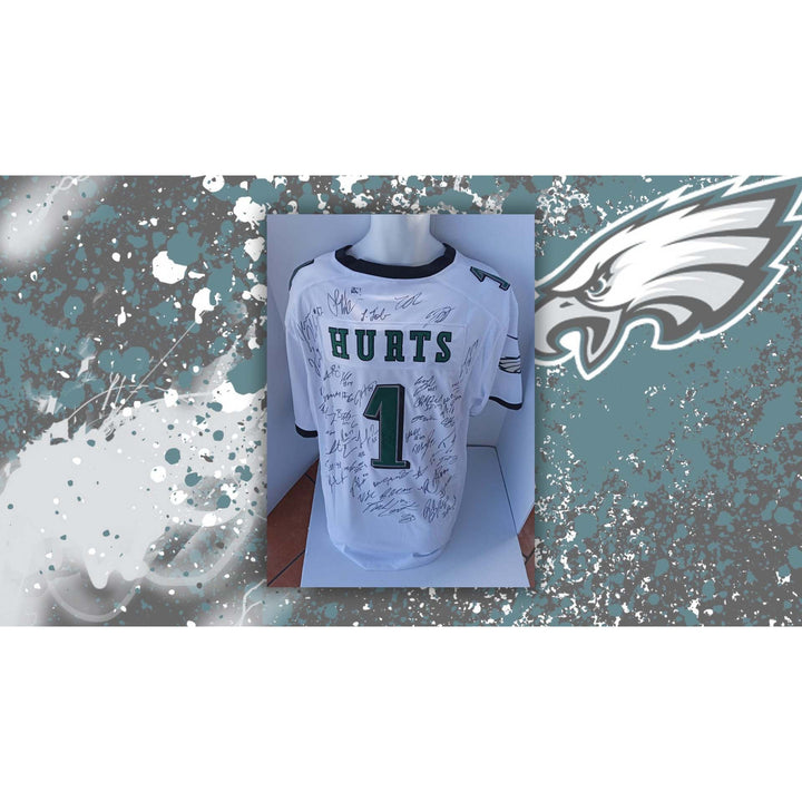 Philadelphia Eagles 2022-23 Jalen Hurts, A.J. Brown, DeVonta Smith team signed official Jalen Hurts jersey with proof