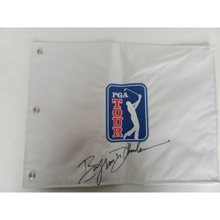 Bryson Dechambeau  golf star embroidered PGA flag signed with proof