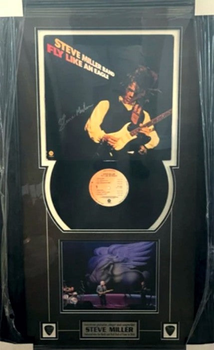 Steve Miller "Fly Like an Eagle" LP signed and framed with proof 44x27 inches - Awesome Artifacts 