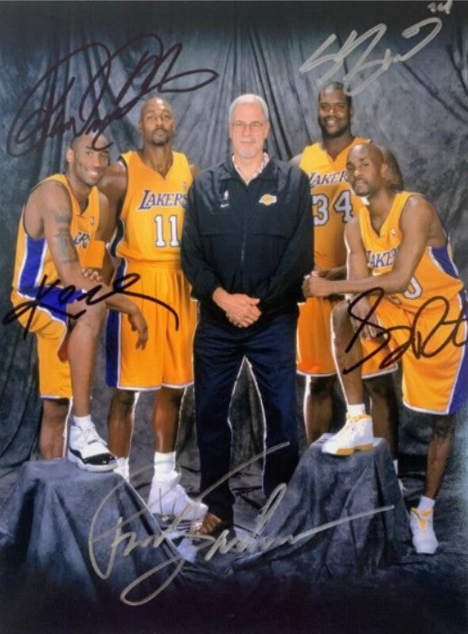 Kobe Bryant Karl Malone Gary Payton Phil Jackson Shaquille O'Neal 16 x 20 photo signed with proof