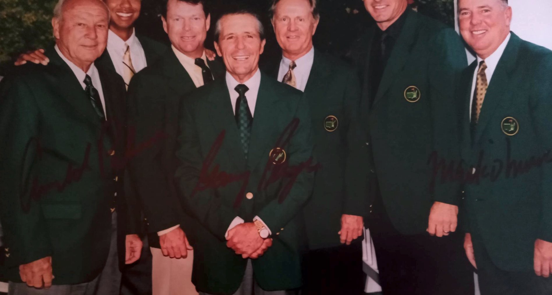 Arnold Palmer Tiger Woods Tom Watson Gary Player Jack Nicklaus 10 x 10 photo signed with proof